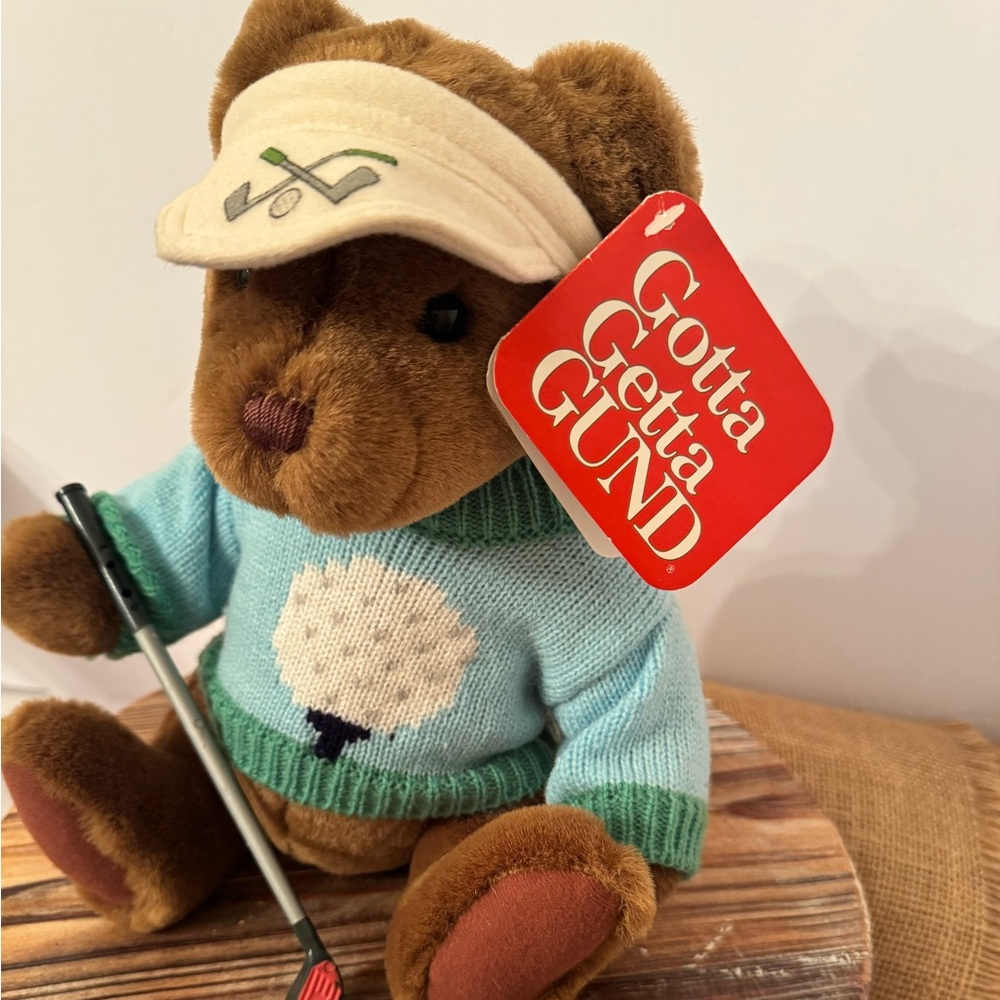 GUND plush Teddy Bear Golfer NWT new complete golf club golfing teddy - Picture 2 of 14